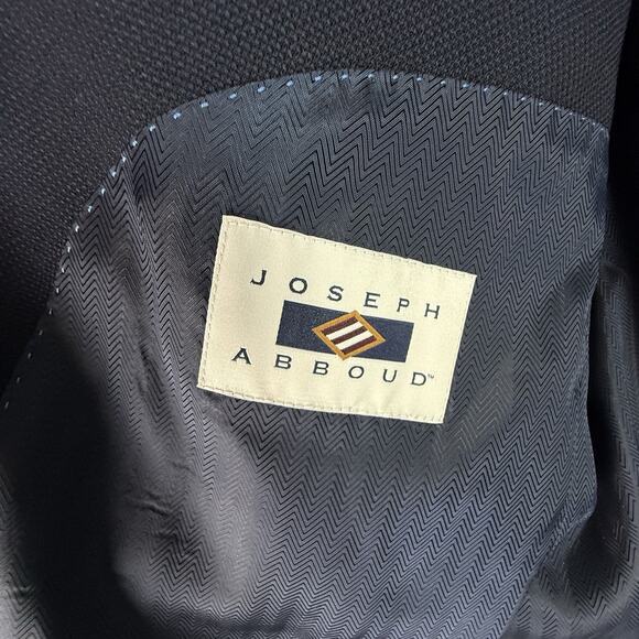 JOSEPH‎ ABBOUD 46R Suit Jacket Blazer Super 100 Blue Wool Modern Fit EUC - Picture 10 of 14